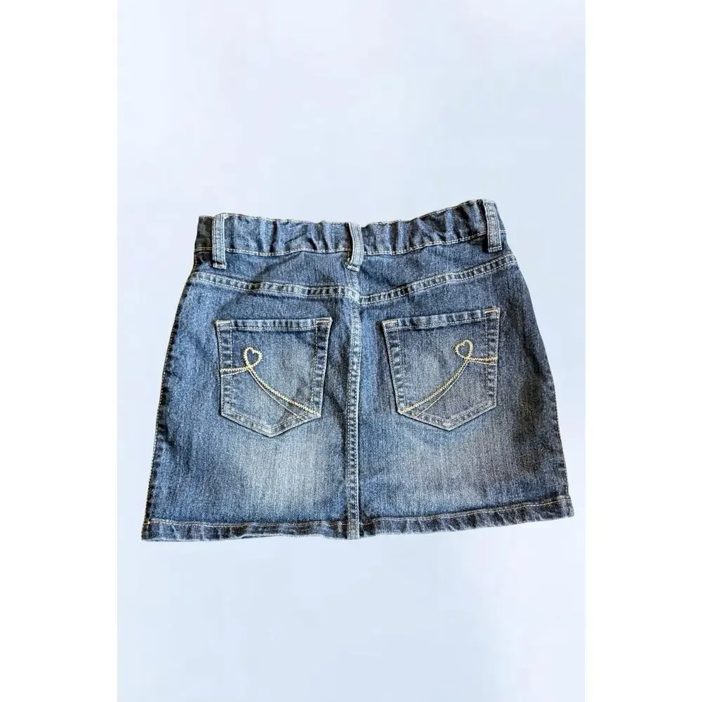 The Childrens Place Girls Dark Wash Denim Skirt Five Pocket Blue Jean Size 10